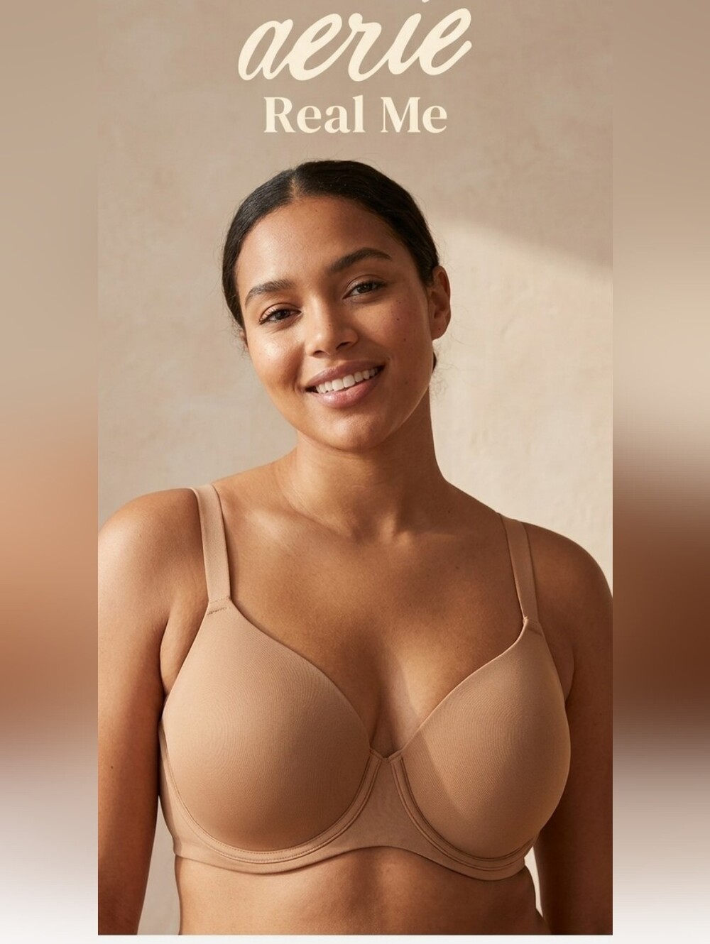 aerie Smooth T-Shirt Bra in Nude Tan
